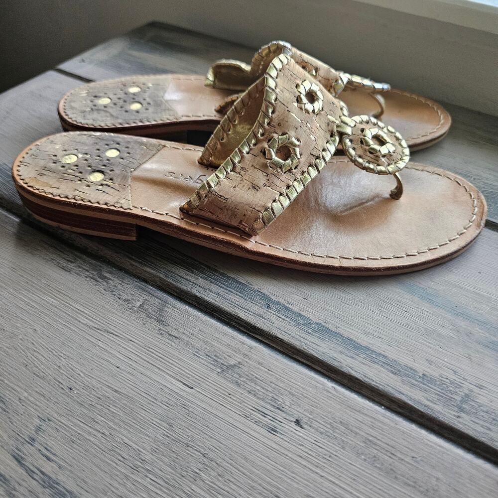 Jack Rogers 1960 Thong Leather Neutral Sandals Ladies size 7M